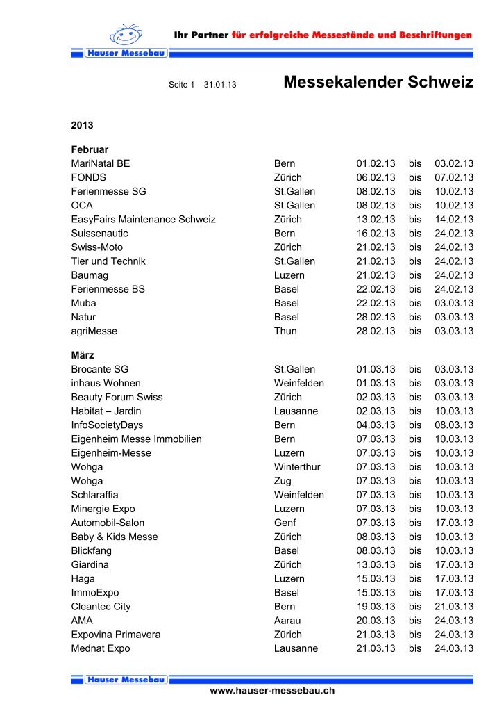 Messekalender Magazine