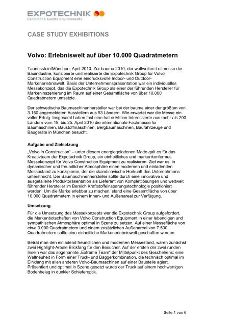 CASE STUDY EXHIBITIONS Volvo: Erlebniswelt ... - EXPOTECHNIK