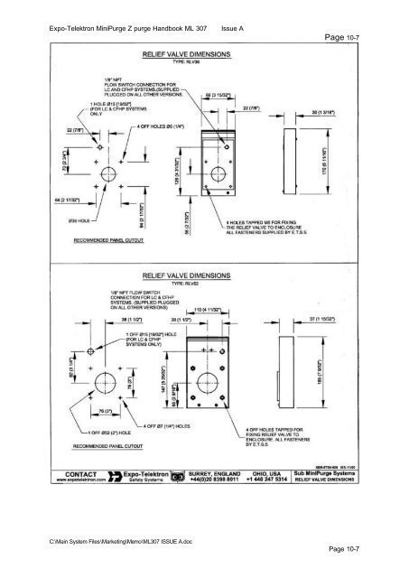 Expo-Telektron Safety Systems MiniPurge Z & Y Purge Manual ...