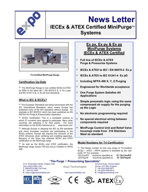 News letter new iecex and atex - Expo Technologies