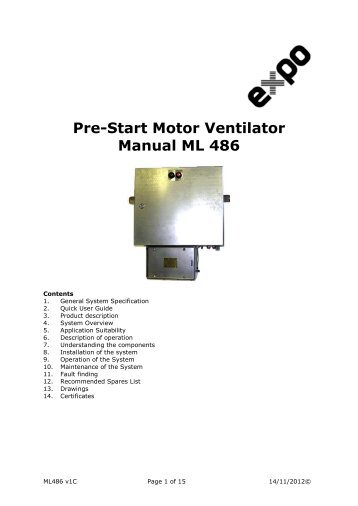 Pre-Start Motor Ventilator Manual ML 486 - Expo Technologies