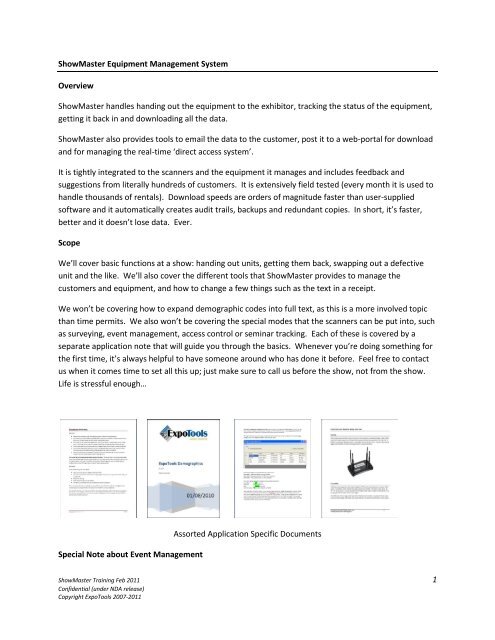 Showmaster Device 1 ShowMaster Equipment Management System ... - ExpoTools