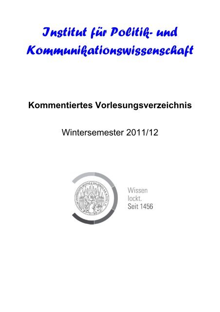 Kommentiertes Vorlesungsverzeichnis WS 2011/12