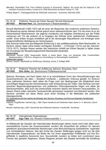 Kommentiertes Vorlesungsverzeichnis WS 2009/10