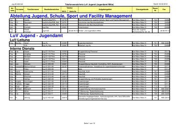 Abteilung Jugend, Schule, Sport und Facility Management LuV Jugend - Jugendamt