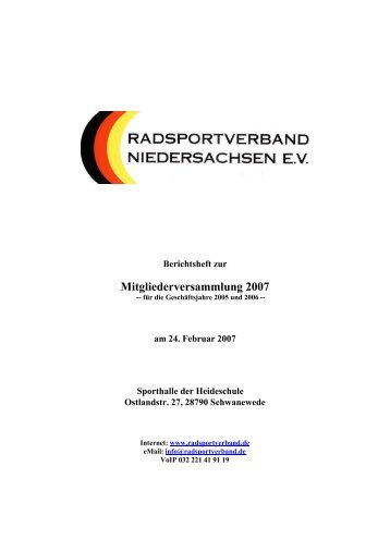 Berichtsheft 2007 in PDF - Radsportverband Niedersachsen