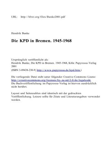 Die KPD in Bremen. 1945-1968 - hbxt.org