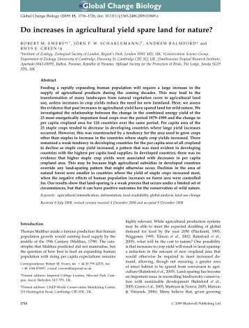 Do increases in agricultural yield spare land for nature?