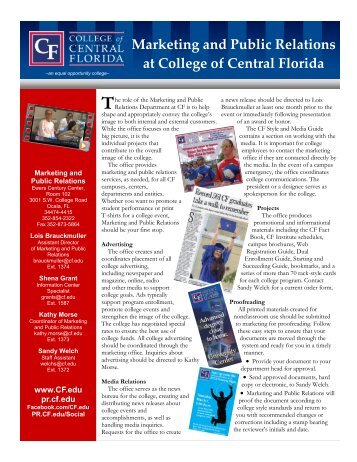 Marketing and Public Relations at College of Central Florida