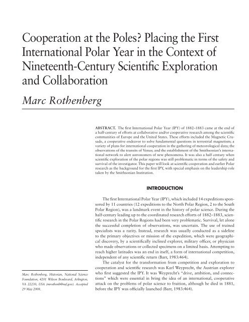 Smithsonian at the Poles: Contributions to International Polar