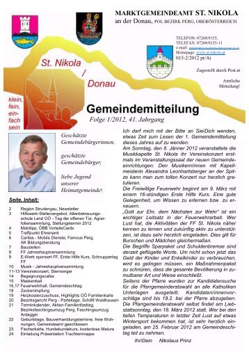 Gemeindemitteilung 1/2012 - Marktgemeinde St. Nikola/Donau