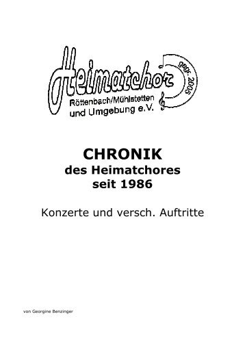 CHRONIK - Heimatchor Röttenbach / Mühlstetten