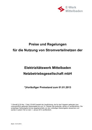 Preisblatt 1 - Elektrizitätswerk Mittelbaden Netzbetriebsgesellschaft ...