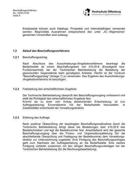 A) - Allgemeines - an der Hochschule Offenburg