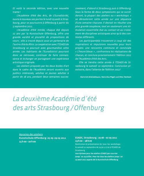 Académie d' été des Arts Sommerakademie der Künste - esads
