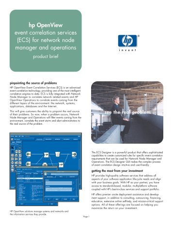 hp OpenView event correlation services (ECS) for network node ...