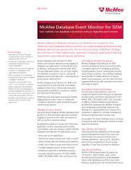 McAfee Database Event Monitor for SIEM