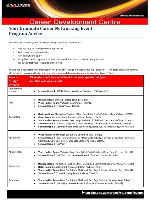 Your Graduate Career Networking Event Program Advice - La Trobe ...