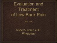 Evaluation And Treatment Of Low Back Pain