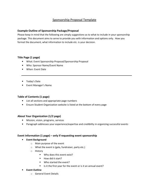 Fundraiser Proposal Template