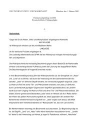 DEUTSCHES PATENT- UND MARKENAMT München, den 1 ...