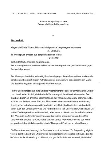 DEUTSCHES PATENT- UND MARKENAMT München, den 1 ...