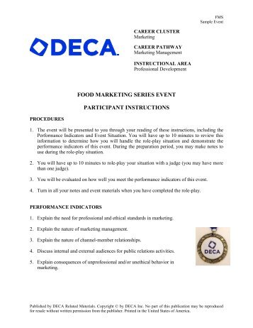 food marketing series event participant instructions - DECA