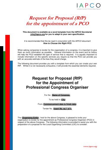 Request for Proposal (RfP) for the appointment of a PCO - IMEX