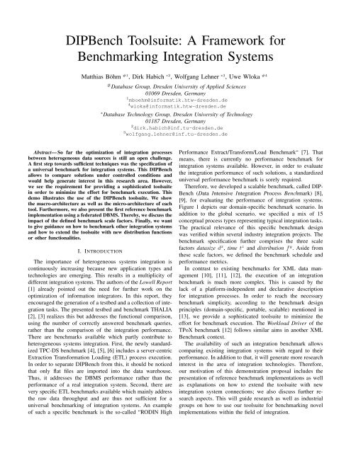 DIPBench Toolsuite: A Framework for Benchmarking Integration Systems