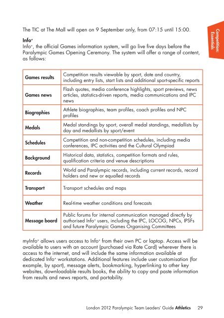 London 2012 Team Leaders' Guide Athletics