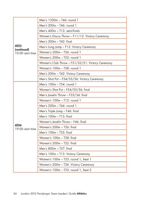 London 2012 Team Leaders' Guide Athletics