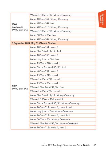 London 2012 Team Leaders' Guide Athletics