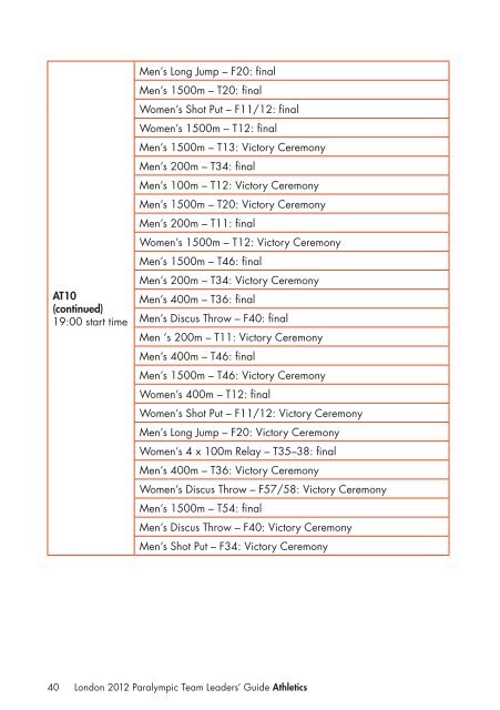 London 2012 Team Leaders' Guide Athletics