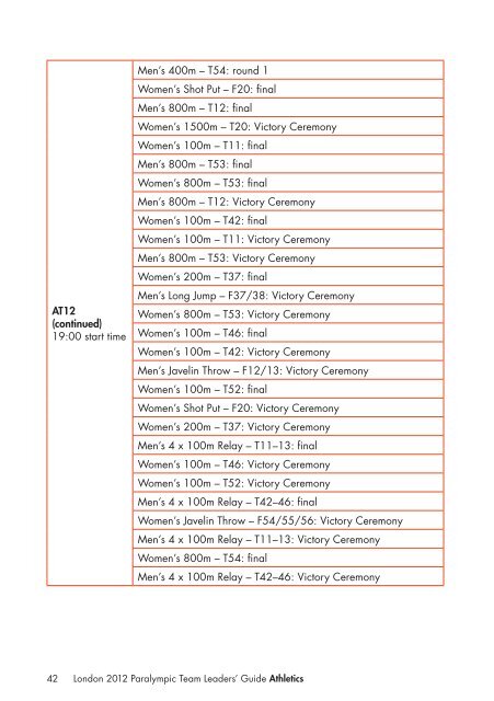 London 2012 Team Leaders' Guide Athletics