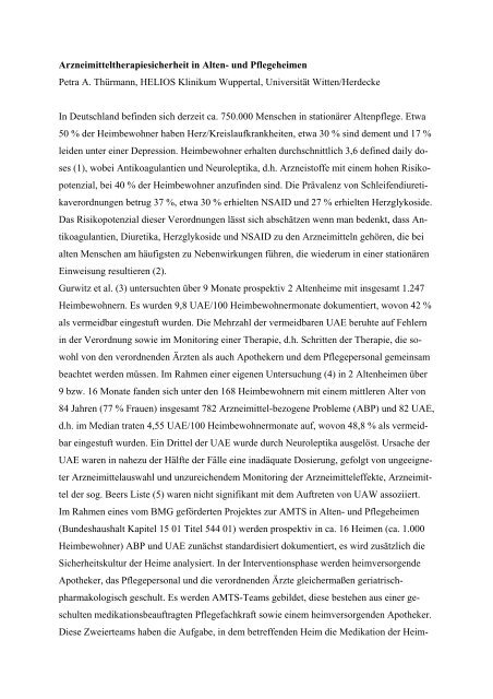 Abstract: Prof. Dr. Petra A. Thürmann, Arzneimitteltherapiesicherheit