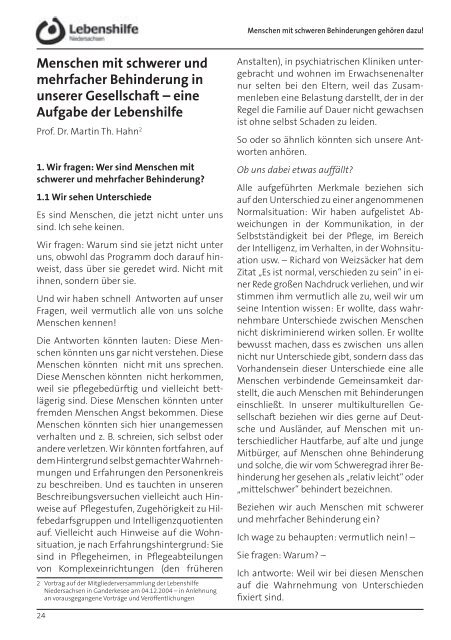 Festschrift - Lebenshilfe für Menschen mit geistiger Behinderung