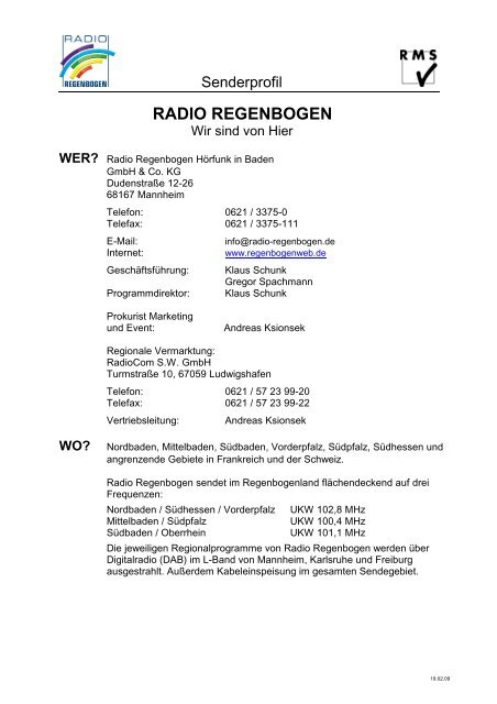 RADIO REGENBOGEN - RMS