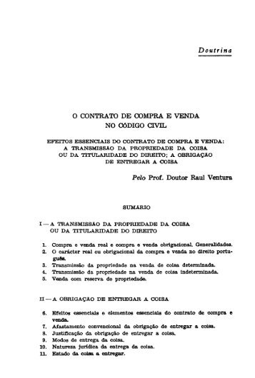 Doutrina O CONTRATO DE COMPRA E VENDA NO CÓDIGO `CIVIL