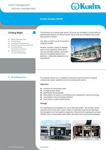 Download product sheet Cooling Water - Kurita Europe GmbH