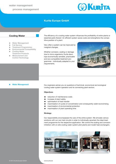 Download product sheet Cooling Water - Kurita Europe GmbH