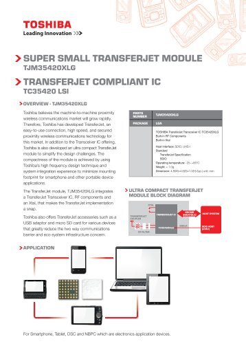 super small transferjet module transferjet compliant ic - Toshiba ...
