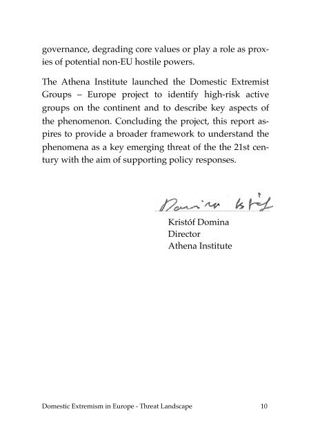 Domestic Extremism in Europe - Athena Institute