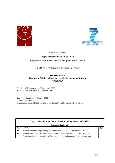 143 Deliverable 1 1 European Public Culture And Euro Festival