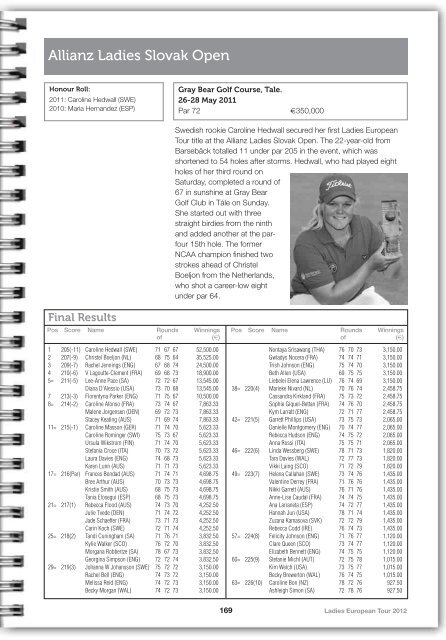 2012 LET Tour Guide (pdf) - Ladies European Tour