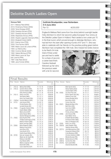 2012 LET Tour Guide (pdf) - Ladies European Tour