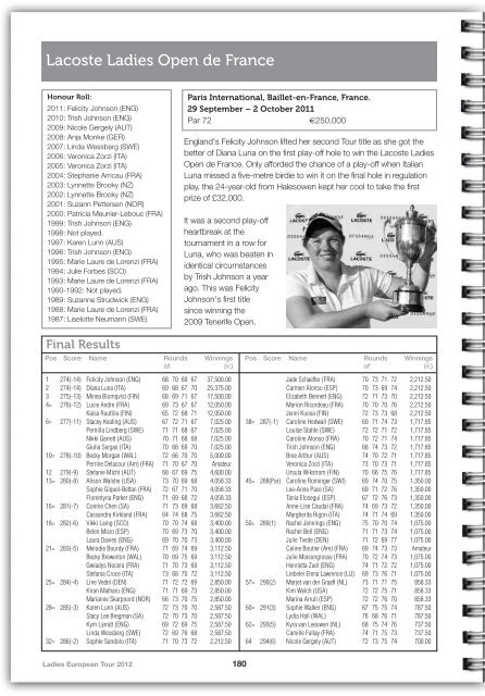 2012 LET Tour Guide (pdf) - Ladies European Tour