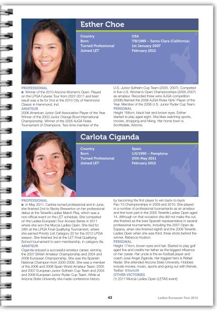 2012 LET Tour Guide (pdf) - Ladies European Tour