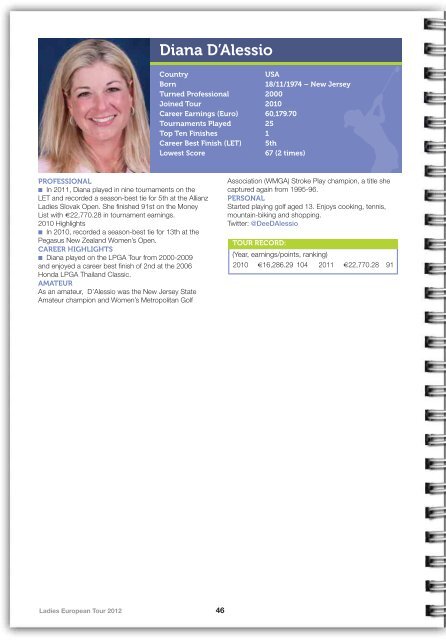 2012 LET Tour Guide (pdf) - Ladies European Tour