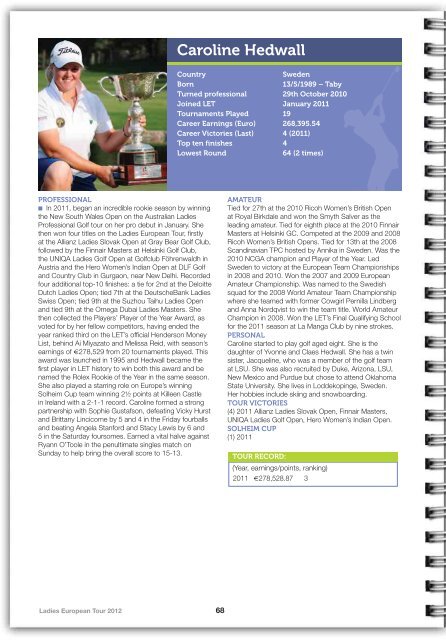 2012 LET Tour Guide (pdf) - Ladies European Tour