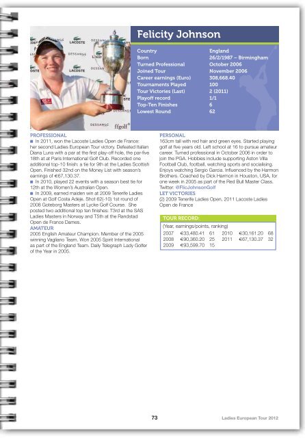 2012 LET Tour Guide (pdf) - Ladies European Tour